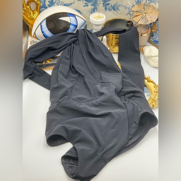 🆕 ZIMMERMANN 🧿 NWOT Ottie High-Neck Draped 1PC Swimsuit, Black - Sz 4 US 10/12 - Picture 11 of 16
